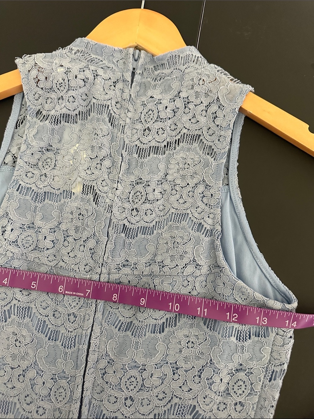 Francesca's Collections Dusty Blue Lace High-Neck Fit & Flare Dress NWT - Picture 5 of 9